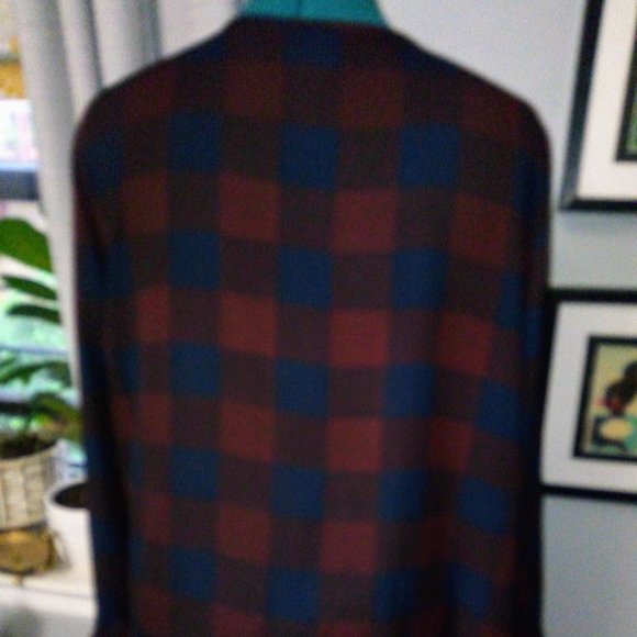 Ann Taylor Checkered Plaid Ruffled Blouse Sz L - Picture 6 of 12
